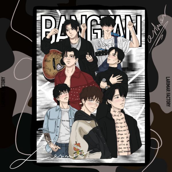 PLAKAT BTS OT7 COMIC STYLE